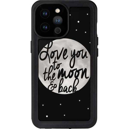 To The Moon And Back BW iPhone 14 Pro Max Waterproof Case