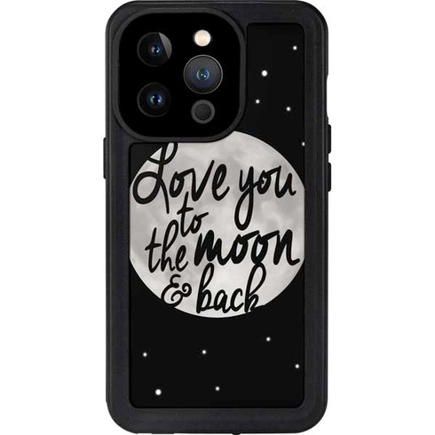 To The Moon And Back BW iPhone 14 Pro Waterproof Case
