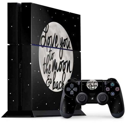 To The Moon And Back BW PS4 Console and Controller Bundle Skin