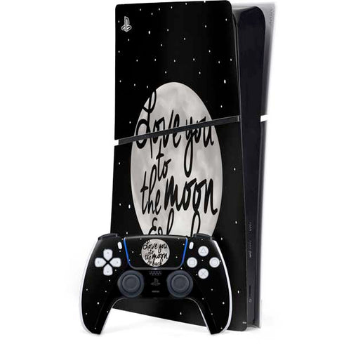 To The Moon And Back BW PS5 Slim Digital Edition Console Skin