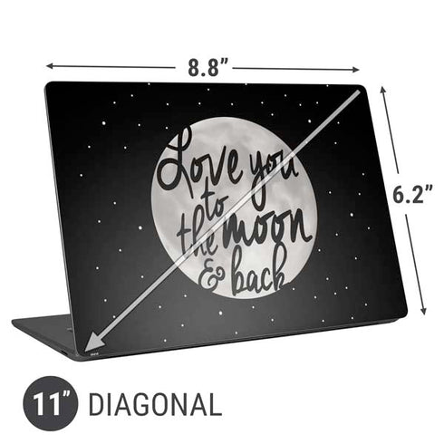 To The Moon And Back BW Universal Laptop 11in (8.8 x 6.2in) Skin
