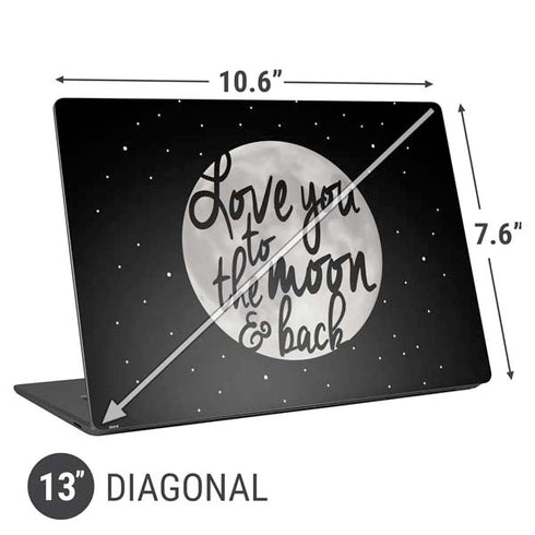 To The Moon And Back BW Universal Laptop 13in (10.6 x 7.6in) Skin