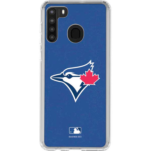 MLB Toronto Blue Jays Solid Distressed Galaxy A21 Clear Case