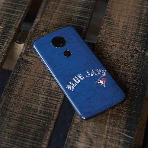 MLB Toronto Blue Jays Solid Distressed Moto E5 Plus Skin