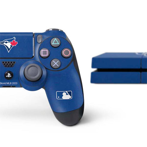MLB Toronto Blue Jays Solid Distressed PS4 Console and Controller Bundle Skin