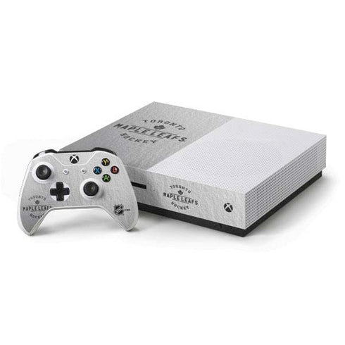 NHL Toronto Maple Leafs Black Text Xbox One S Console and Controller Bundle Skin