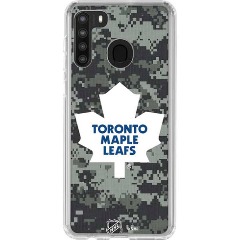 NHL Toronto Maple Leafs Camo Galaxy A21 Clear Case