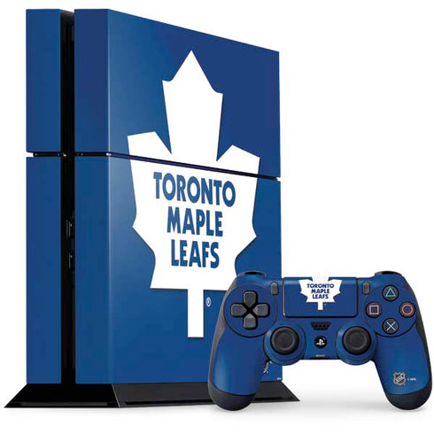 NHL Toronto Maple Leafs Solid Background PS4 Console and Controller Bundle Skin