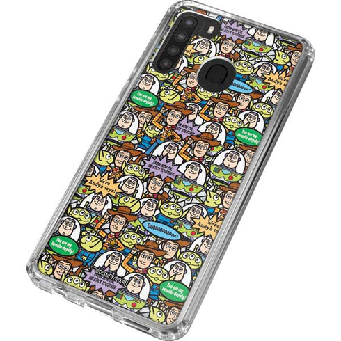Disney Toy Story Characters Collage Pattern Galaxy A21 Clear Case