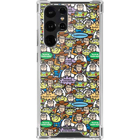 Disney Toy Story Characters Collage Pattern Galaxy S22 Ultra Clear Case