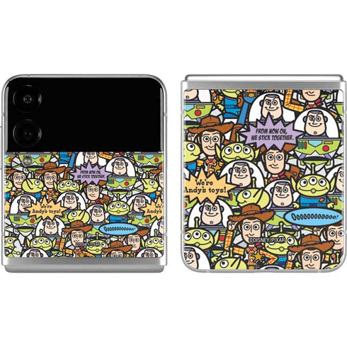 Disney Toy Story Characters Collage Pattern Galaxy Z Flip4 5G Skin