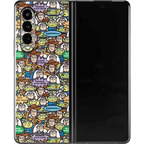 Disney Toy Story Characters Collage Pattern Galaxy Z Fold3 5G Skin