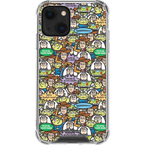 Disney Toy Story Characters Collage Pattern iPhone 14 Plus Clear Case