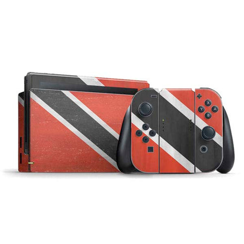 Trinidad and Tobagao Flag Distressed Nintendo Switch Bundle Skin