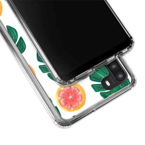 Bouffants and Broken Hearts Tropical Leaves and Citrus Galaxy A21 Clear Case