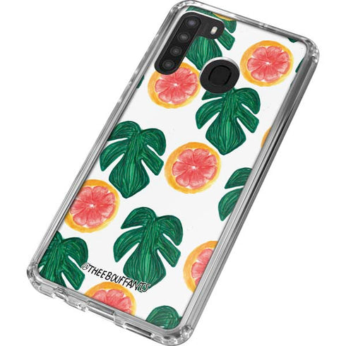 Bouffants and Broken Hearts Tropical Leaves and Citrus Galaxy A21 Clear Case