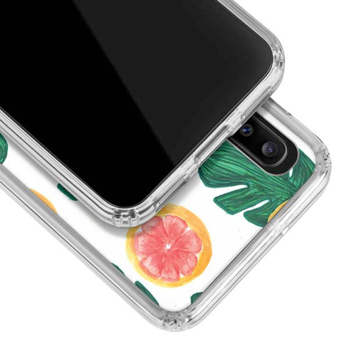 Bouffants and Broken Hearts Tropical Leaves and Citrus Galaxy A30 Clear Case