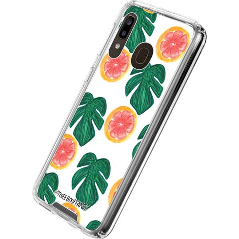 Bouffants and Broken Hearts Tropical Leaves and Citrus Galaxy A30 Clear Case