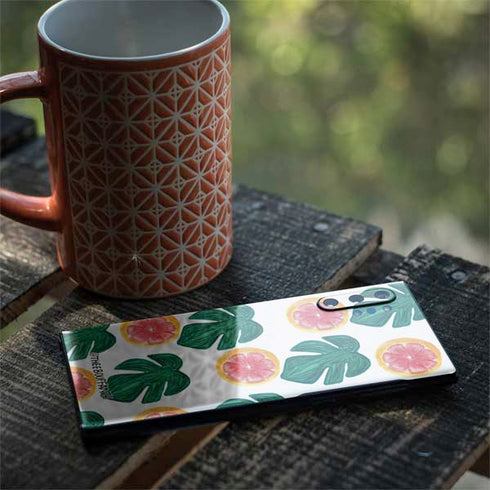 Bouffants and Broken Hearts Tropical Leaves and Citrus Galaxy Note 10 Plus Skin