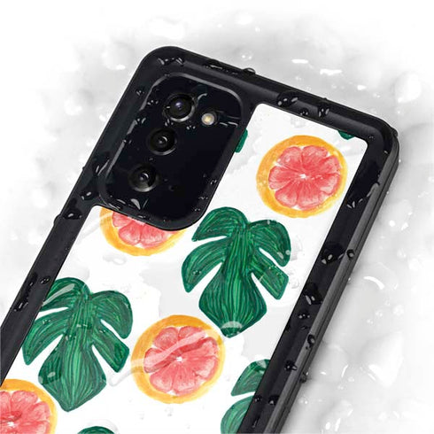 Bouffants and Broken Hearts Tropical Leaves and Citrus Galaxy Note20 5G Waterproof Case