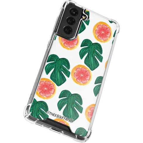 Bouffants and Broken Hearts Tropical Leaves and Citrus Galaxy S21 FE Clear Case