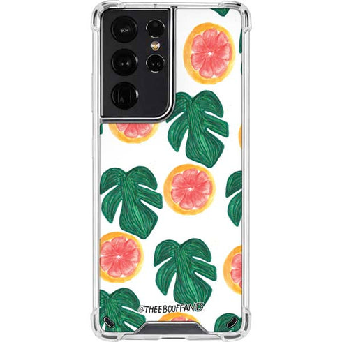 Bouffants and Broken Hearts Tropical Leaves and Citrus Galaxy S21 Ultra 5G Clear Case