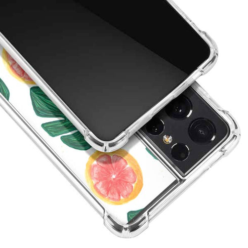 Bouffants and Broken Hearts Tropical Leaves and Citrus Galaxy S21 Ultra 5G Clear Case