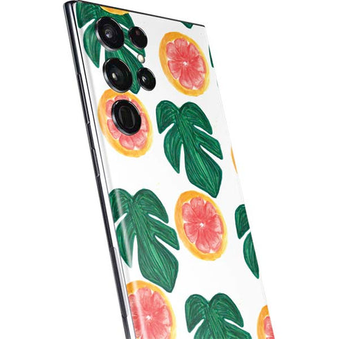 Bouffants and Broken Hearts Tropical Leaves and Citrus Galaxy S22 Ultra Skin