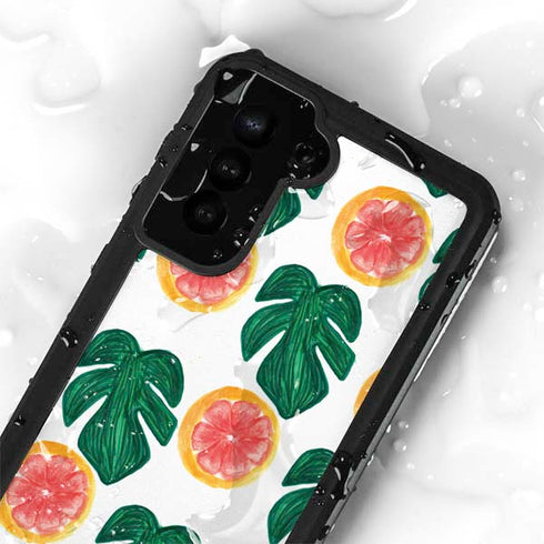 Bouffants and Broken Hearts Tropical Leaves and Citrus Galaxy S23 Plus Waterproof Case