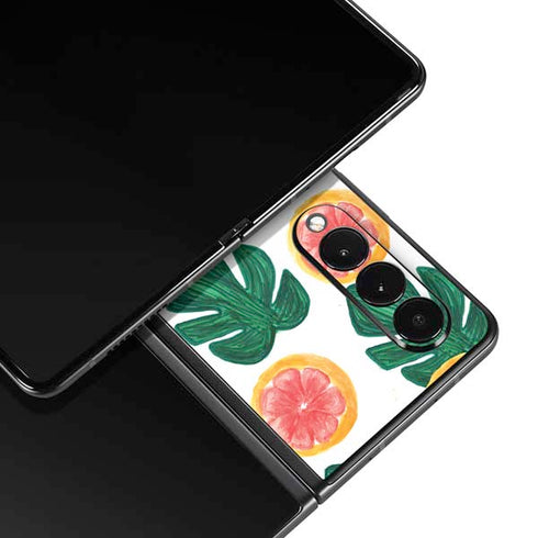 Bouffants and Broken Hearts Tropical Leaves and Citrus Galaxy Z Fold3 5G Skin