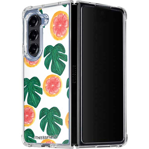 Bouffants and Broken Hearts Tropical Leaves and Citrus Galaxy Z Fold5 5G Clear Case