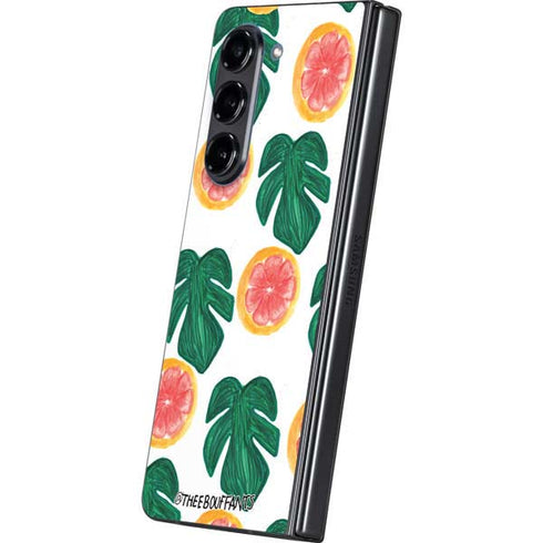 Bouffants and Broken Hearts Tropical Leaves and Citrus Galaxy Z Fold5 5G Skin
