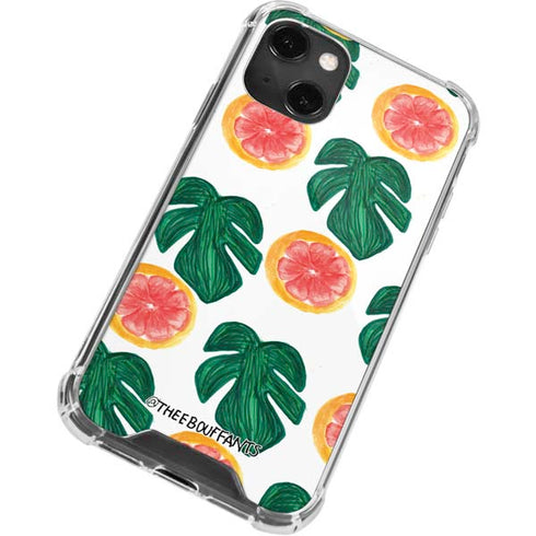 Bouffants and Broken Hearts Tropical Leaves and Citrus iPhone 15 Plus Clear Case
