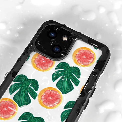 Bouffants and Broken Hearts Tropical Leaves and Citrus iPhone 15 Waterproof Case