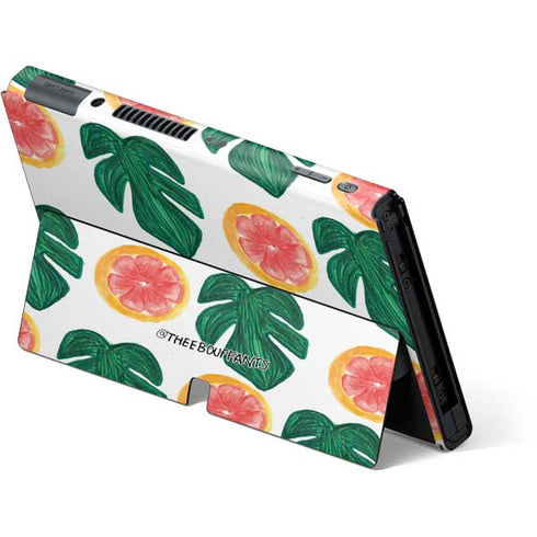 Bouffants and Broken Hearts Tropical Leaves and Citrus Nintendo Switch OLED (2021) Skin