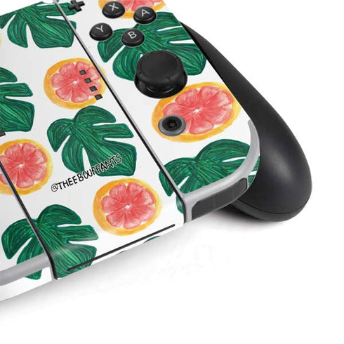 Bouffants and Broken Hearts Tropical Leaves and Citrus Nintendo Switch OLED (2021) Skin