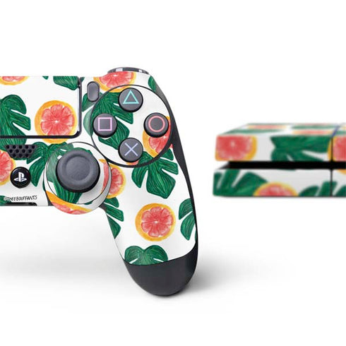 Bouffants and Broken Hearts Tropical Leaves and Citrus PS4 Console and Controller Bundle Skin