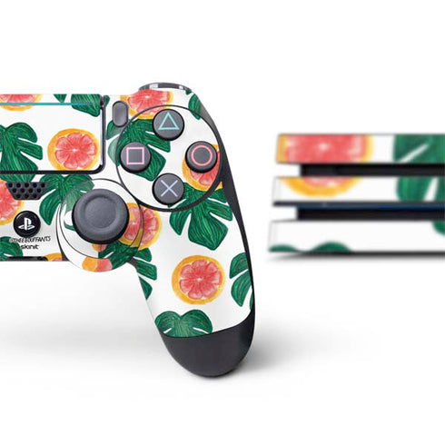 Bouffants and Broken Hearts Tropical Leaves and Citrus PS4 Pro Bundle Skin