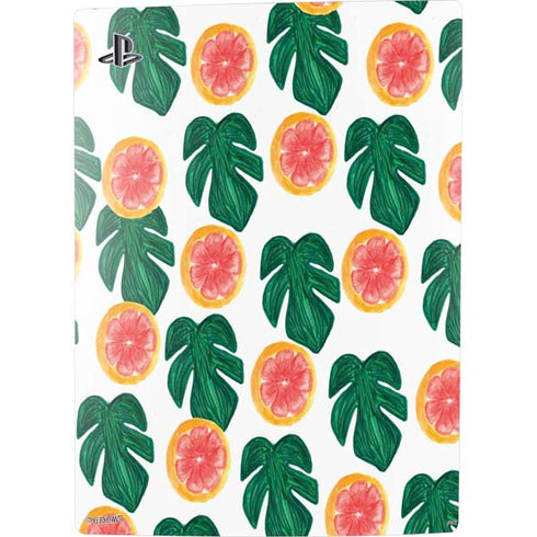 Bouffants and Broken Hearts Tropical Leaves and Citrus PS5 Console Skin