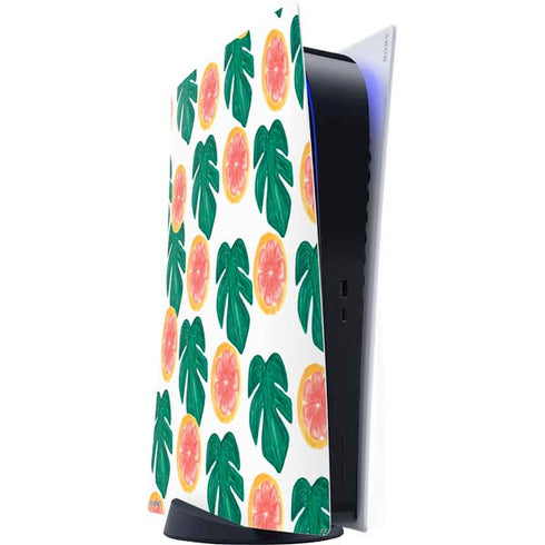 Bouffants and Broken Hearts Tropical Leaves and Citrus PS5 Digital Edition Console Skin