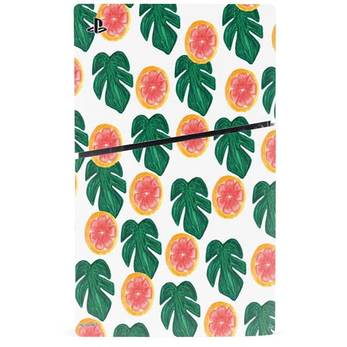 Bouffants and Broken Hearts Tropical Leaves and Citrus PS5 Slim Disk Bundle Skin