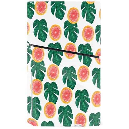 Bouffants and Broken Hearts Tropical Leaves and Citrus PS5 Slim Disk Bundle Skin