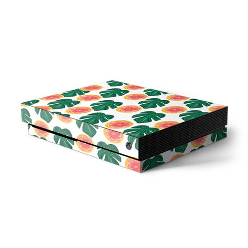 Bouffants and Broken Hearts Tropical Leaves and Citrus Xbox One X Console Skin