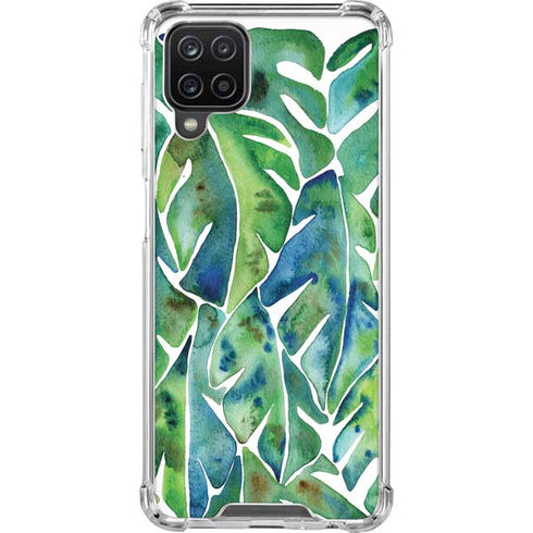 Cat Coq Tropical Leaves Galaxy A12 Clear Case