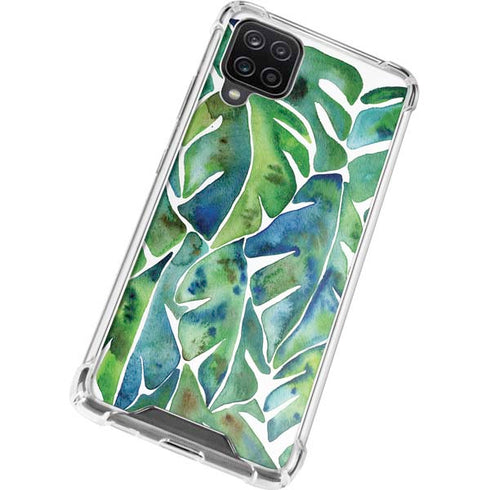 Cat Coq Tropical Leaves Galaxy A12 Clear Case