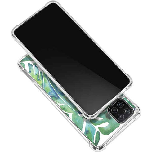 Cat Coq Tropical Leaves Galaxy A12 Clear Case