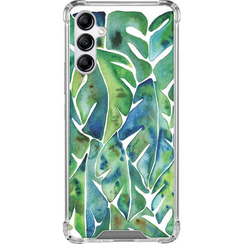 Cat Coq Tropical Leaves Galaxy A14 5G Clear Case