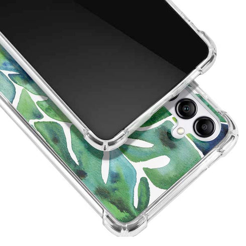 Cat Coq Tropical Leaves Galaxy A14 5G Clear Case