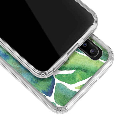Cat Coq Tropical Leaves Galaxy A20 Clear Case