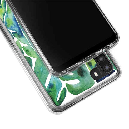 Cat Coq Tropical Leaves Galaxy A21 Clear Case